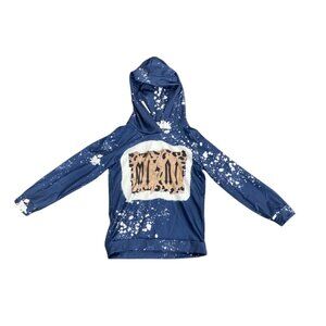 Mini Graphic Hoodie Navy Blue Splatter Print Kids Size 4T Casual Long Sleeve Wit